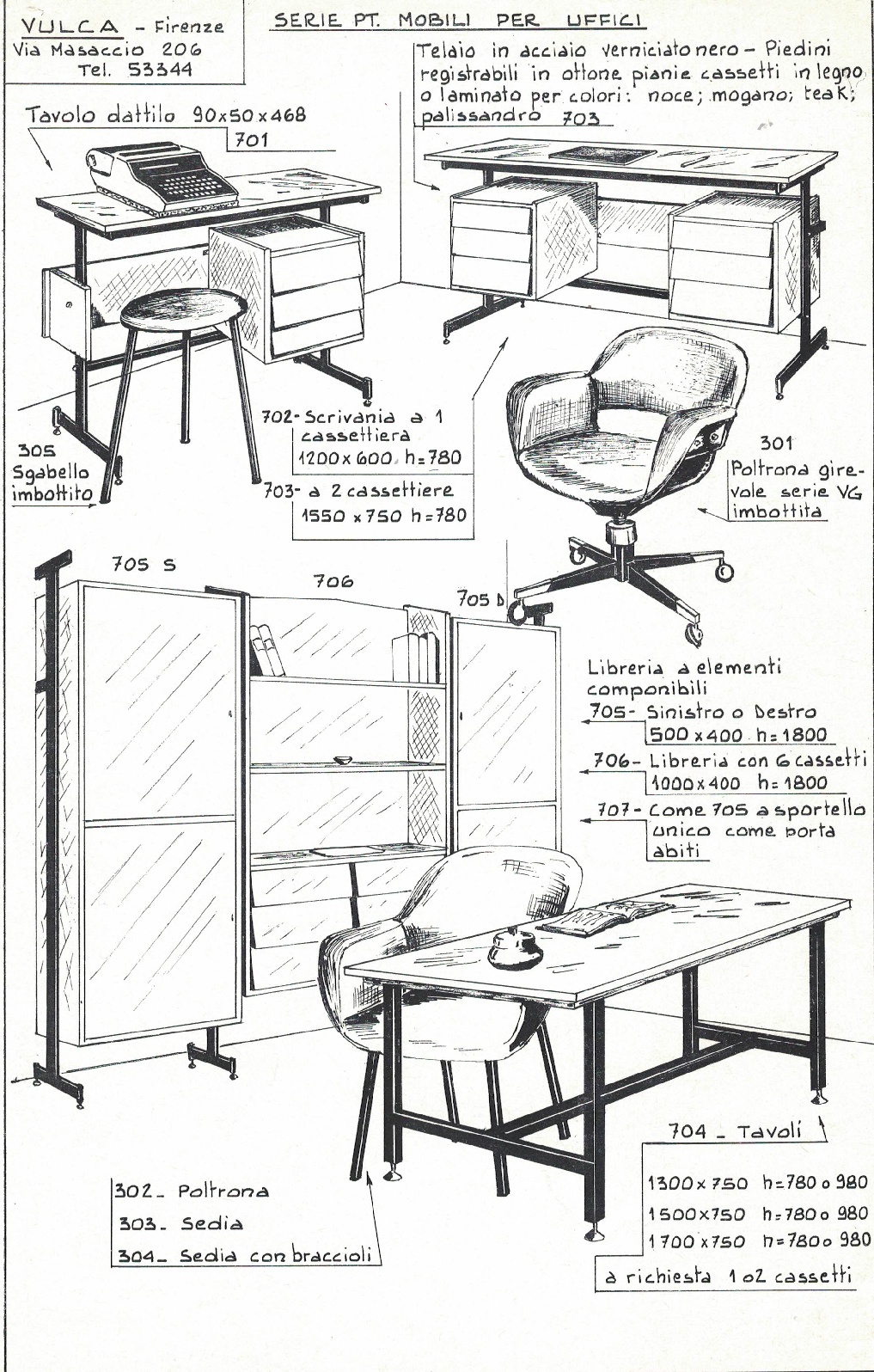 Volantini - disegno a mano - scaffalature vulca srl - ponte a ema - poltrone scrivanie per ufficio